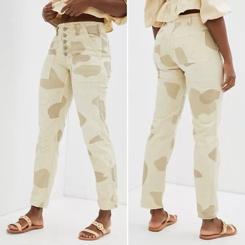 Anthropologie Wanderer Utility Pants- Camo & Embroidered. No flaws, perfect!